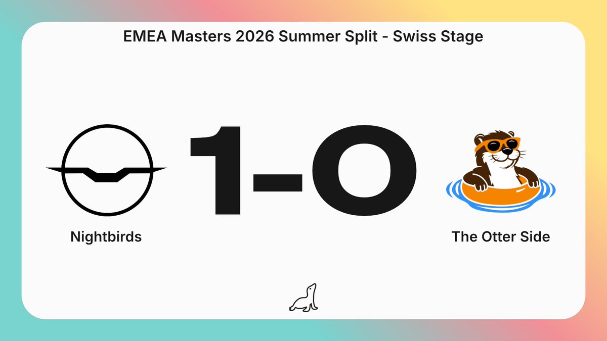 LeagueOfSeals's tweet photo. Nightbirds 🇸🇰 speedrun their matchup against The Otter Side 🇵🇹 in 22:42 minutes #EMEAMasters https://t.co/qqSHskKSj8