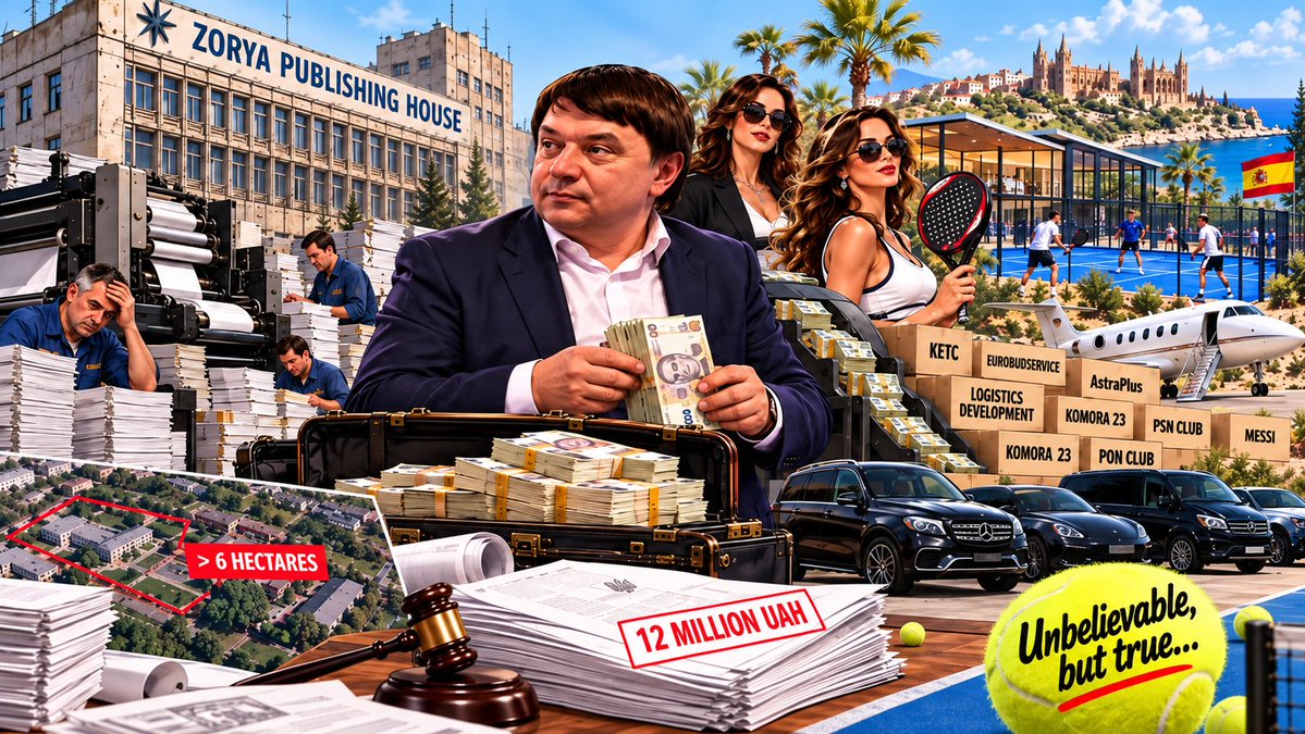 n_no_f_eu's tweet photo. State Printing Enterprise Lost Millions While Chief Built Padel Empire: Below-Market Rents, Shell Companies, Fleet, and Spanish Courts

Vasyl #Prodan directed state holding #Ukrvydavpolihrafiya for years. The State Bureau of Investigation (#SBI) is now examining a network encompassing state assets, private entities, luxury vehicles, real estate, and sports ventures under Proceeding No. 62025000000000588, covering large-scale asset misappropriation, abuse of power, and money laundering. Affected state assets include Ukrvydavpolihrafiya, Kyivska Pravda, #Polyhrafknyha, #UKRNIISVD, #Ukrpolihrafpostach, and Kharkiv-based Hlobus, #Absolution reports.

Investigators are scrutinizing a scheme wherein state real estate was leased to affiliated entities at below-market rates, with funds funneled to private companies and sole proprietorships (#FOPs) for services potentially rendered by state employees. Entities named in court documents include #KETS, #Polart, #Yevrobudservis, BK AstraPlus, Komora 29, #Antolohiya, Logistic Development, Pony-Club, Inter Project, #Missoni, and #Dalechyn. Alongside these operate sports entities such as Kyiv Racket Sports Park, B. Padel Ukraine, and N. Padel Ukraine (formerly Technocratt and Vision Construction). Monthly illicit diversions are estimated at up to 8 million UAH.

The SBI is tracking the disposition of these funds, which trace to real estate acquisitions, equipment leasing, and a vehicle fleet comprising a Mercedes-Benz GLS, Porsche Macan, Porsche Panamera, Mercedes-Benz Vito, V300, and Volkswagen Touareg. During searches of the Touareg utilized by Prodan, law enforcement seized two locked iPhones.

Separately, the Dnipro-based #Zorya printing facility—part of Ukrvydavpolihrafiya—accumulated major liabilities. Occupying over six hectares on Zhurnalistiv Street, municipal authorities sought nearly 18 million UAH in land payments for 2021–2025, with courts upholding approximately 12 million UAH in claims plus legal fees. Zorya's liabilities exceeded its assets while it continued leasing state-owned property to private operators.

Concurrently, Prodan expanded his private sports holdings. Serving as Vice President of the Ukrainian Padel Federation alongside Federation President Oleksiy #Dniprov (former Deputy Head of the Presidential Office and current Rector of #KNUCA), padel entities and Kyiv’s Racket Sports Park were linked to Prodan’s wife, #Olesya, and his assistant, Anna #Platok. These sports ventures appear directly in SBI investigative filings.

In 2026, the commercial network expanded to Spain, where Olesya Prodan acquired Padel Girona Uala SL in Girona for €430,000—a facility hosting ten padel courts.

The investigation intersects with potential conflicts of interest: Syuzanna #Savchuk, wife of Padel Federation President Oleksiy #Dniprov, serves in the Office of the Prosecutor General, which provides procedural oversight for the SBI investigation. Public disclosures indicate Savchuk leases a 100-square-meter Kyiv apartment from Olesya Prodan.

Family disclosures far exceed state administrative compensation, with combined annual income reaching approximately 14.8 million UAH, real estate holdings exceeding 1,500 square meters, and foreign currency reserves.

Prodan has been succeeded at Ukrvydavpolihrafiya by Oksana #Saienko. Investigators continue auditing below-market state leases, contractor disbursements, monthly diversions of up to 8 million UAH, luxury vehicle acquisitions, padel corporate networks, a 12 million UAH land debt judgment against Zorya, and the €430,000 expansion into Spanish commercial athletics.

Unbelievable, but true…

https://t.co/6BzMZxzBQr