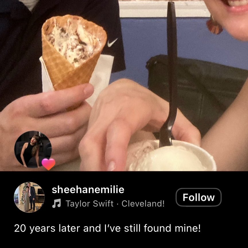 TSUpdating's tweet photo. Taylor Swift just liked an Instagram post of a couple using “Cleveland!”:

“20 years later and I’ve still found mine!” https://t.co/81s3gMxhdz