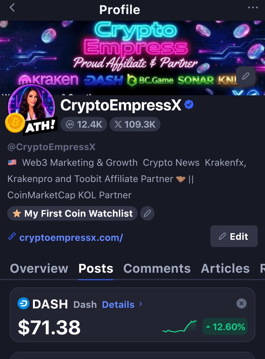 CryptoEmpressX's tweet photo. $DASH is trending on @CoinMarketCap and the tape is confirming it.

+16% on the day.
Volume exploding.
Rank climbing back toward the top 70. 🔥
🛡️Shielded transactions are live. InstantSend is being used where speed and cost actually matter. Privacy coins are rotating, and $DASH is not a spectator.

@pumpolinsky did we just light this fuse? 😏📈🚀
The market is starting to remember what digital cash looks like.
$DASH
@Dashpay