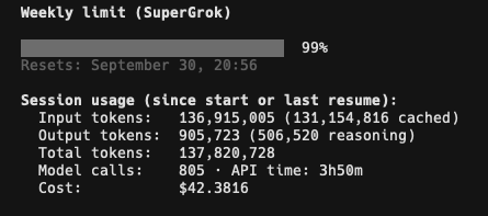 AdeebMirza83's tweet photo. SuperGrok weekly limit is around $50 
I used Grok 4.7 in High effort 
Grok 4.7 with high feels slow to me 
i started my session with the 13% of usage
#grok #spacexai https://t.co/Di1AnitEkh