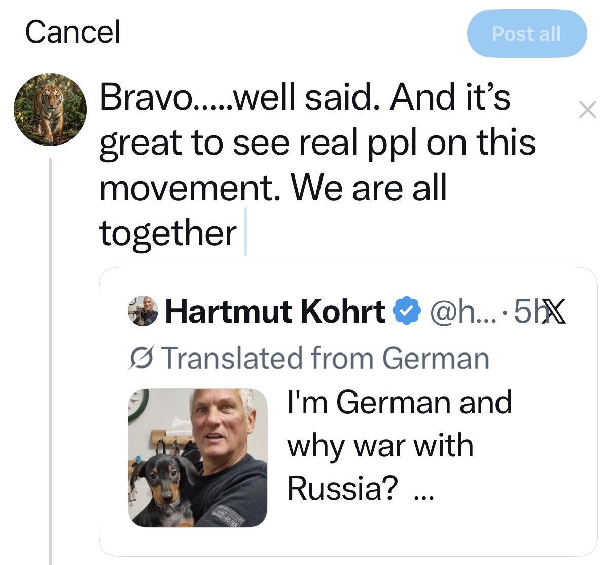 humanityglobal3's tweet photo. @hartmut_kohrt Is it same with others that ‘X’ is not allowing you to repost such posts and you forcibly get an option to cancel your post? https://t.co/NctvGigPvm