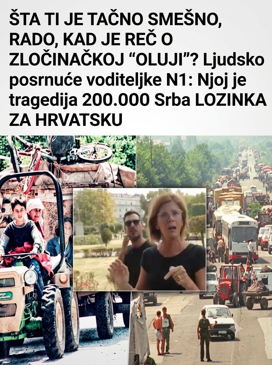 NPopadija42495's tweet photo. #SRAMNO ! Voditeljka tajkunske #N1 #Rada_Đurić i glumac #Ammar_Mešić u uživo programu bezdušno se podsmevali najvećoj srpskoj tragediji! Dok narod oplakuje 200.000 proteranih i ubijenih u zločinačkoj „Oluji“, njima je to LOZINKA ZA HRVATSKU! Dokle više lešinarenja i mržnje?! https://t.co/p1QtTfoL5g