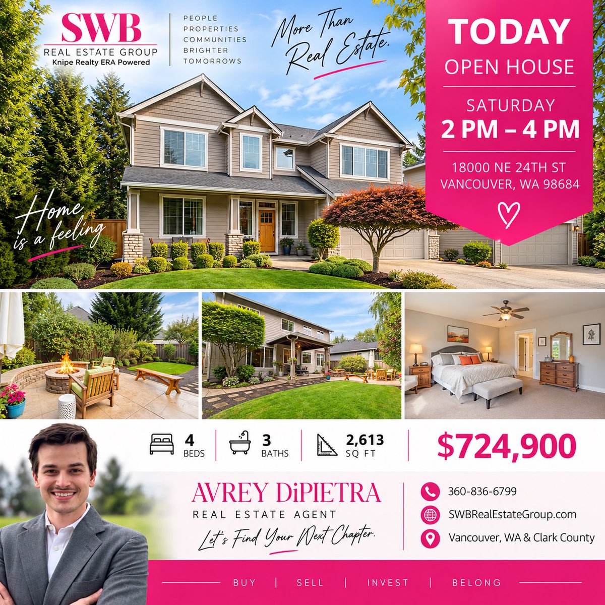 SWBGroup's tweet photo. OPEN HOUSE TODAY!

Come tour 18000 NE 24th St in Vancouver today from 2–4 PM, hosted by Avrey DiPietra!

📍 18000 NE 24th St, Vancouver, WA 98684
⏰ Today | 2–4 PM
📞 360-836-6799 
🌐 https://t.co/70tdAnX6mh

#Vancouver #WA #OpenHouse #RealEstate https://t.co/jfyU5WJKdn