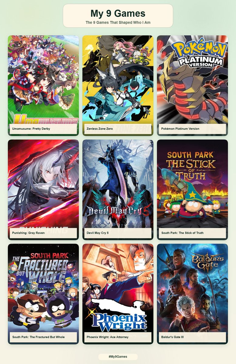 Mezzu_Blossom's tweet photo. Here are my 9 games that made me who i am today! :D https://t.co/aACfLFBt0m