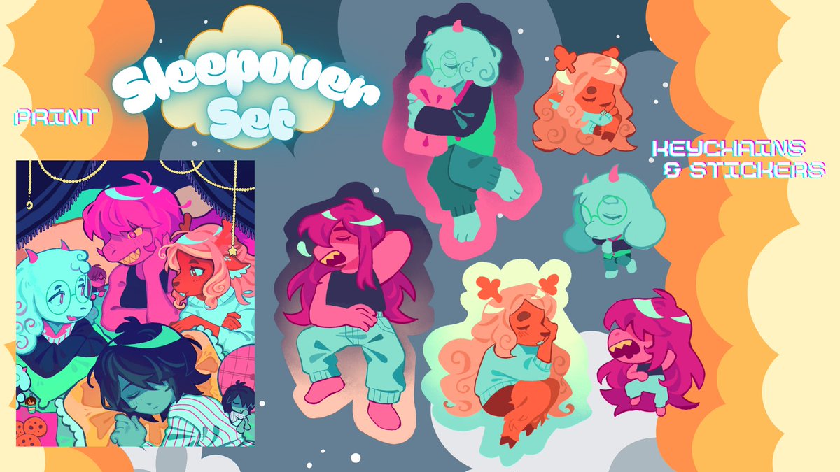 MariOrSomething's tweet photo. I've opened an ACGGoods shop! Currently featuring 23 products all encompassed in my Deltarune Sleepover Set! 

Link below and in bio ⬇️ https://t.co/y4VuOhc0y3