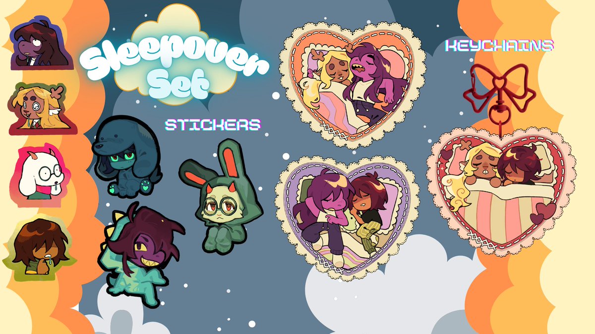 MariOrSomething's tweet photo. I've opened an ACGGoods shop! Currently featuring 23 products all encompassed in my Deltarune Sleepover Set! 

Link below and in bio ⬇️ https://t.co/y4VuOhc0y3