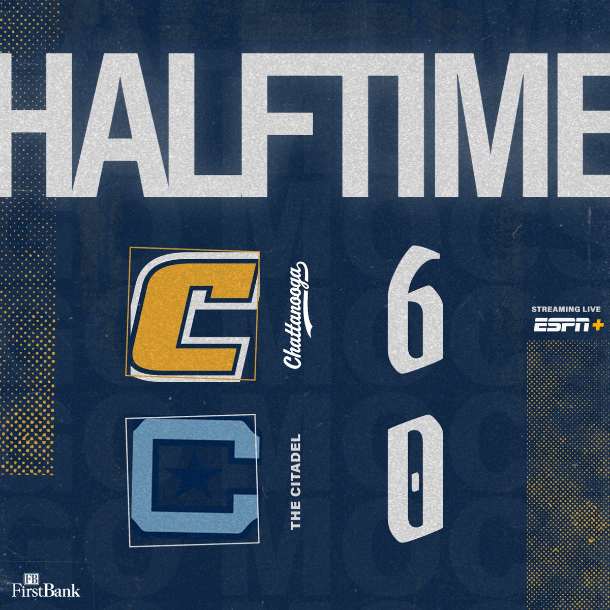 GoMocsFB's tweet photo. Halftime in the Holy City. #GoMocs https://t.co/rruLTozWFb