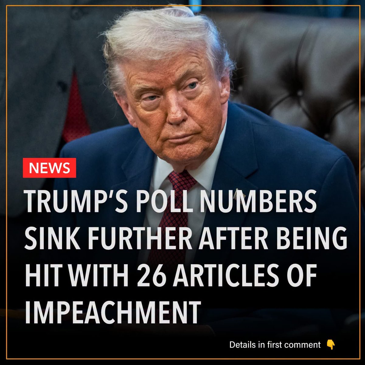 RadarResist's tweet photo. Trump is heading into the final stretch before the midterms with his approval rating in a downward spiral — and now a congressman has piled another political bombshell onto the White House by introducing 26 articles of impeachment against him💙. https://t.co/yfbn6pZNhS
