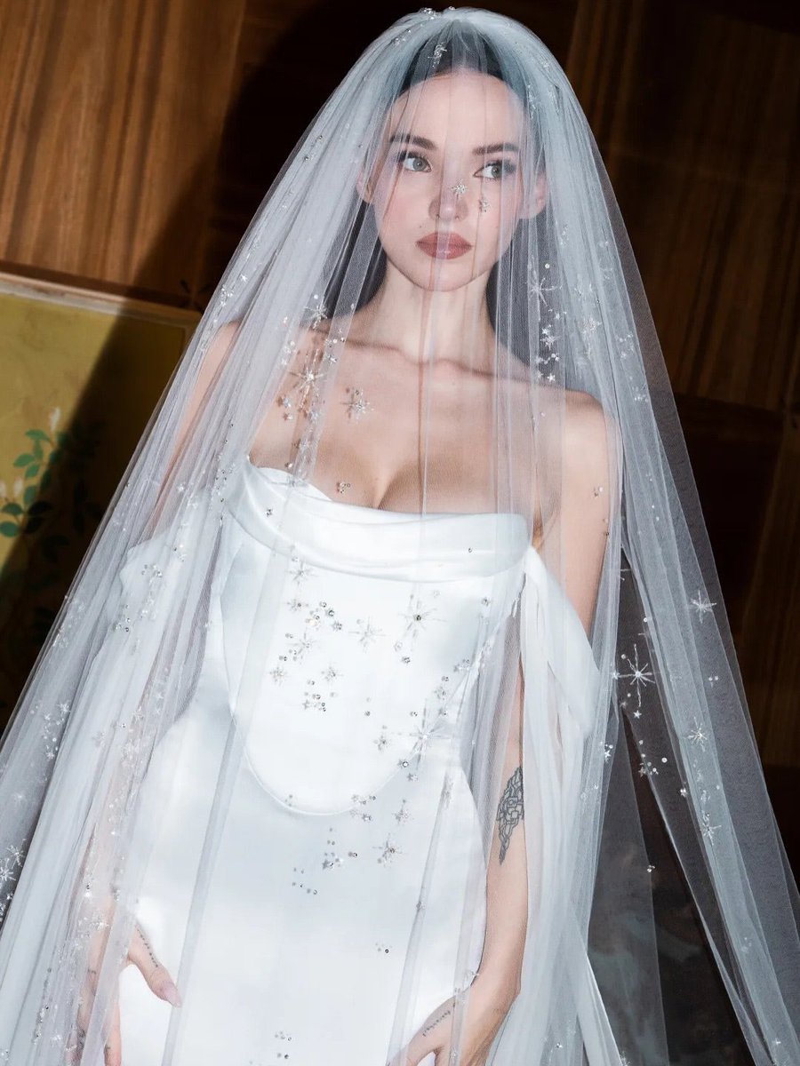 inyourloveland's tweet photo. dove cameron is truly the most beautiful bride i have ever seen https://t.co/510nxWMtVC