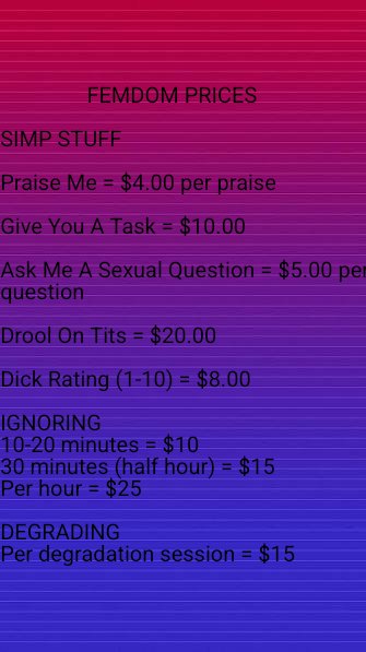 CashVixen137's tweet photo. My menu, honeys~
More info in comments⬇️
#seller #sexy #female #nsfw #menu #edate #findom #femdom #domme https://t.co/JkRMtee75M