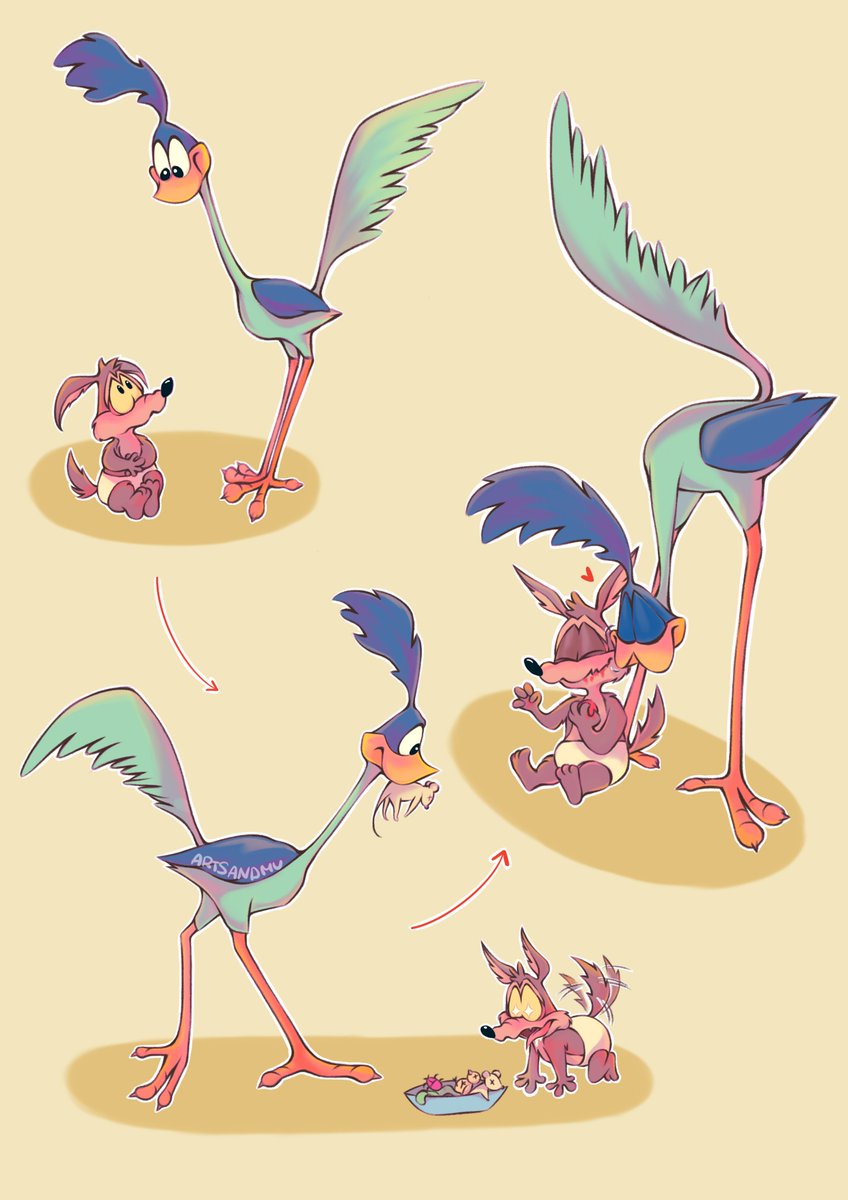 artsandmu's tweet photo. AU: wile's invention goes wrong and turns him into a cub and rr takes care of him 🥰
#wilerunner #wileroad #wileecoyote #roadrunner https://t.co/9ApnjDiY6M