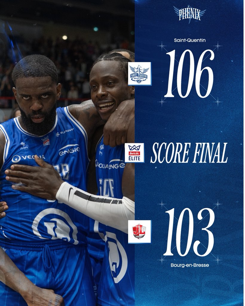 SQBB_Officiel's tweet photo. SAINT-QUENTIN EST BIEN DE RETOUR 💥💙

LA FOLIE À PIERRE RATTE 🤯
Saint-Quentin triomphe face au champion d’EuroCup !

Quelle bataille, quel public, MERCI 🫶🌋

#Ensemble https://t.co/uRQgm4uxzR