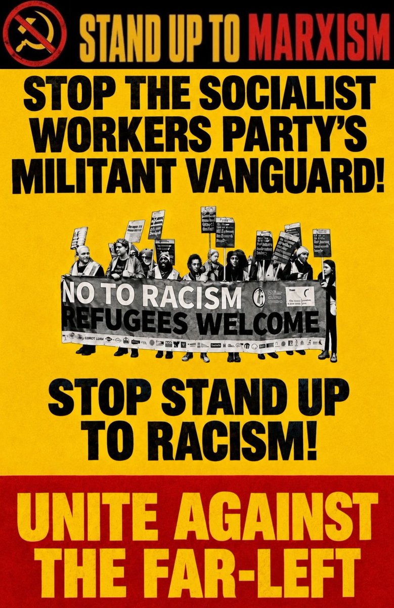 StandUp2Marxism's tweet photo. Official Stand Up To Marxism protest placards can be used at protests against the Far-Left.  

If you want to use these designs, use the official versions only.  

Stand Up To Marxism material is copyrighted. You do not have permission to alter, edit, crop, recolour, add slogans, remove the logo, or otherwise change this material in any way. Print or display the official designs as they are.  

Important: These designs are provided for lawful, peaceful use only. Stand Up To Marxism is not liable or responsible for any legal action taken against anyone who uses this material for illegal purposes, unlawful conduct, or any activity that breaks the law. Anyone using these designs does so at their own risk and is solely responsible for their own actions.