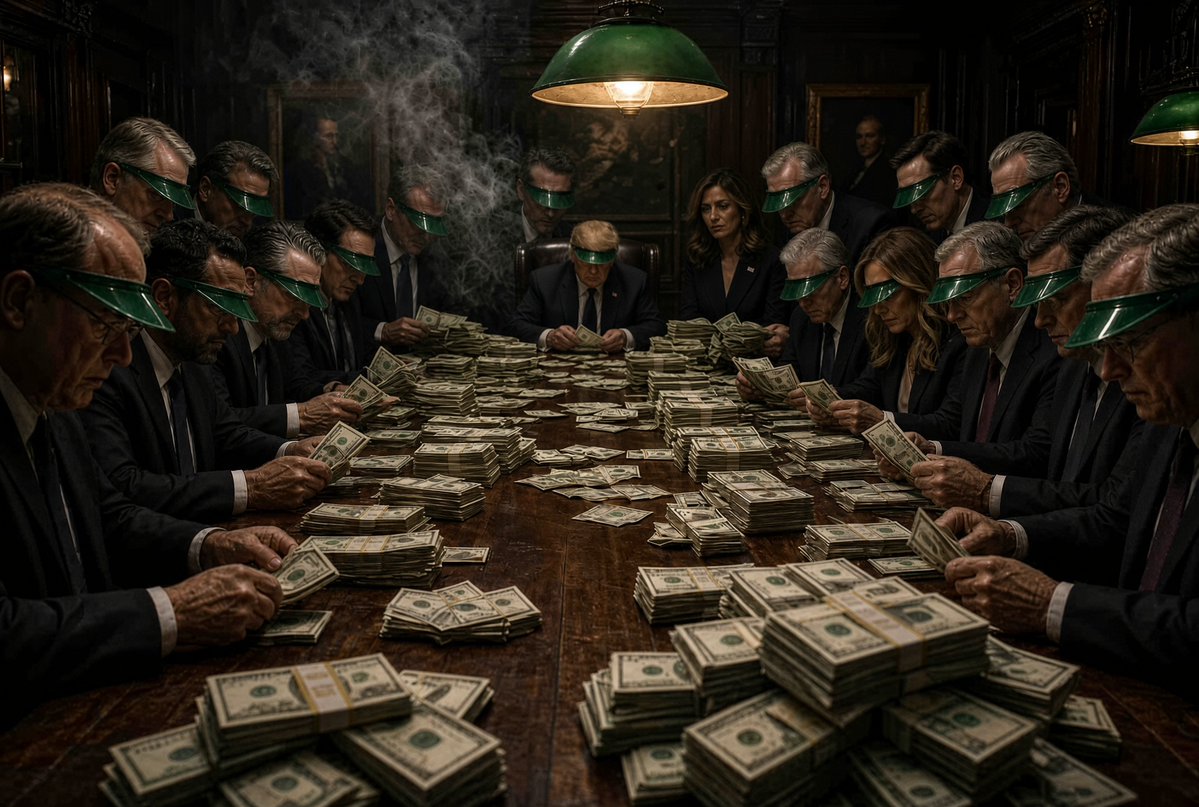 Coreandor's tweet photo. @allenanalysis Every night in a White House backroom the team gets together to count the days takings https://t.co/4rycNFlemW