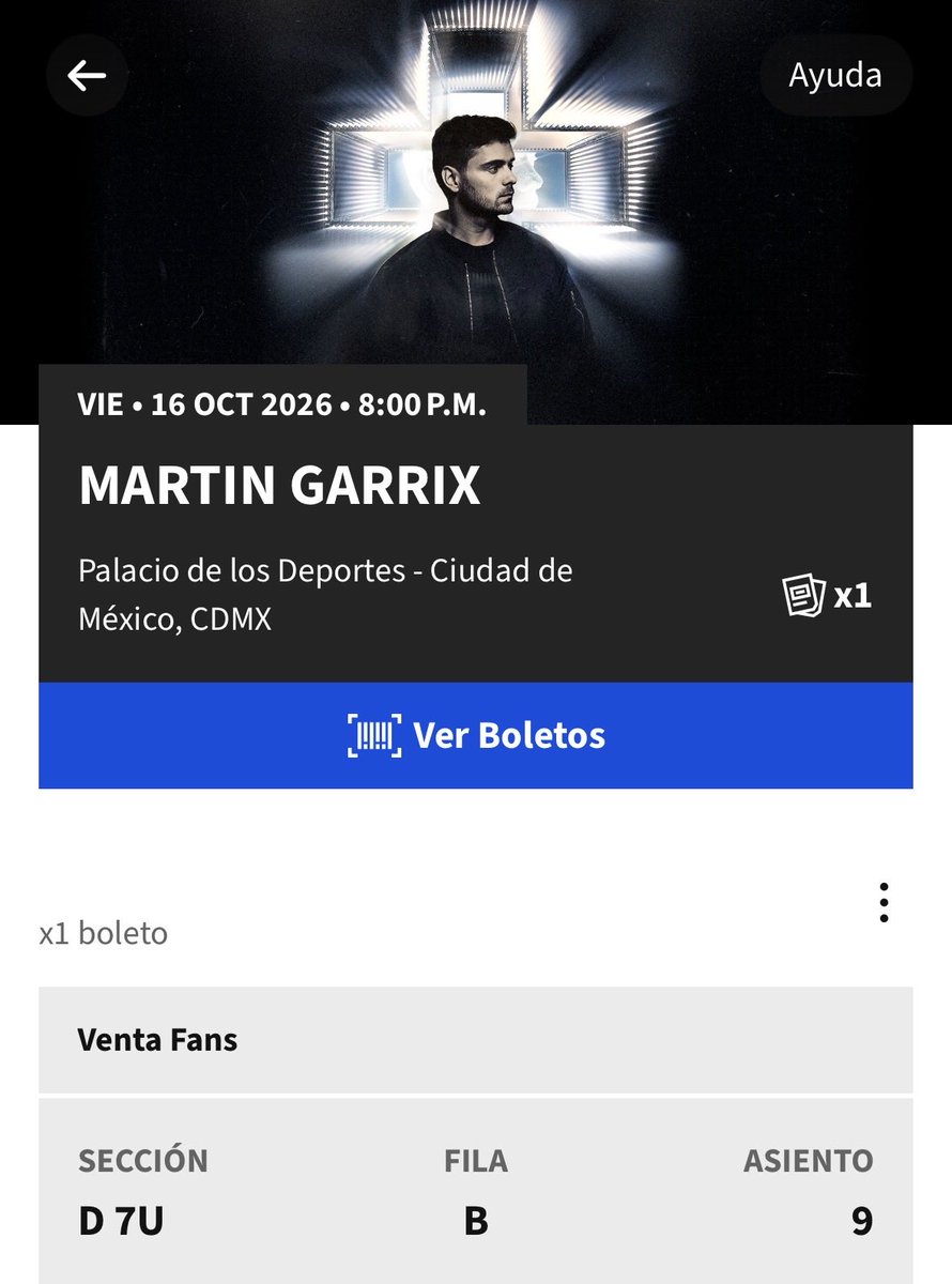 CortesGessuri's tweet photo. Vendo un boleto para Martín Garrix para el viernes 16 de octubre en el Palacio de los Deportes, ya no podré asistir ):
Lo dejo en $900 ya para que se vayaaa🙏🏼
@mx_tickets 
@ticketelhamster 
@ailoviutl https://t.co/IMPrjwRWzv