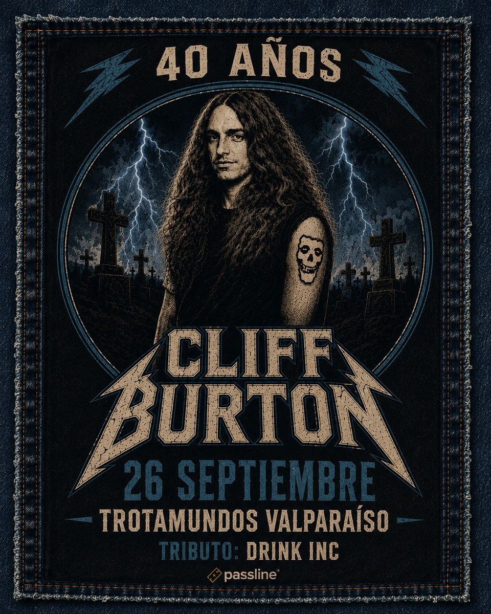 chileanhorsemen's tweet photo. #CliffEmAll🤘🏽
Atenti quienes hoy caminan por la Vª región! Un homenaje íntegro a "The Major Rager on the Four-String Moth*rf*cker"

Nuestros amigos de Drink Inc. preparan un show cargado de emoción y un respeto absoluto a la memoria de Burton y la totalidad del "Cliff Em All" https://t.co/UOOhH9u27M