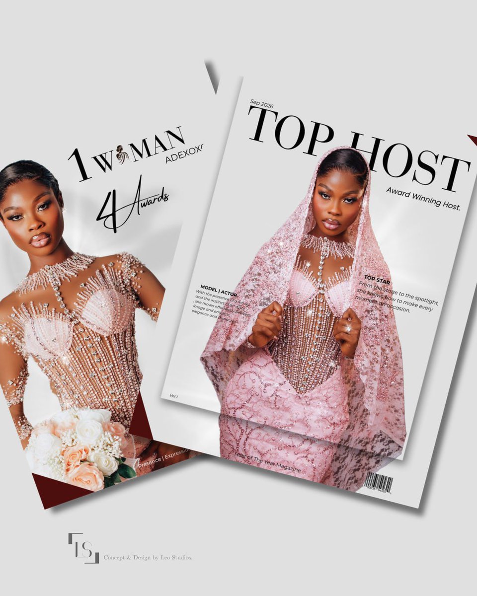 LeoStudios_'s tweet photo. 4 awards in 6 years as an event host is an incredible streak! That level of consistency inspired us to create this custom magazine cover for you @Adexoxo__ 
hope you love it! 🤗♥️ https://t.co/aL7kHot6ei