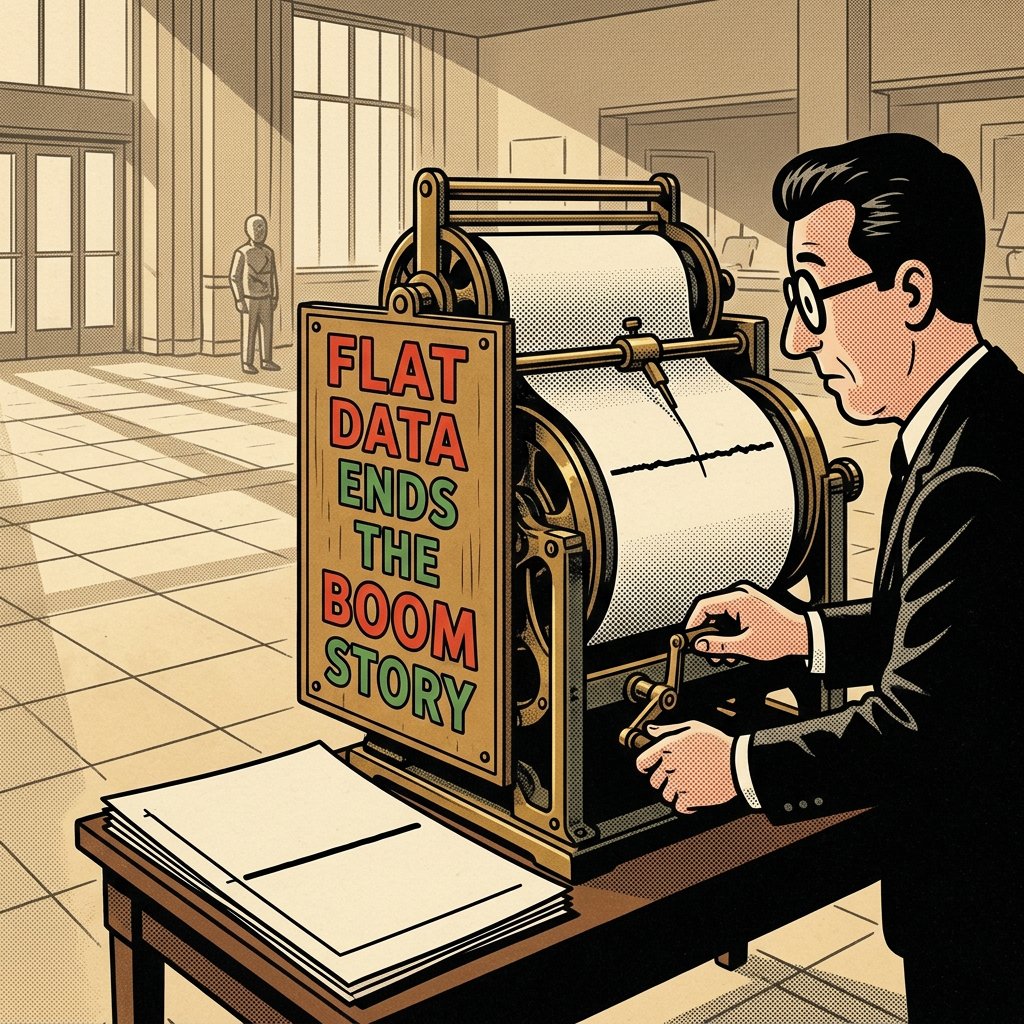 filtrixboss's tweet photo. The NFP seismograph needle stays flat while the AI productivity claim demands a spike. The weekend gives you time to check whether the data actually matches the story you heard all week.

Review the actual print and your own journal entries before Monday's open. https://t.co/VuPZ3RDqi9