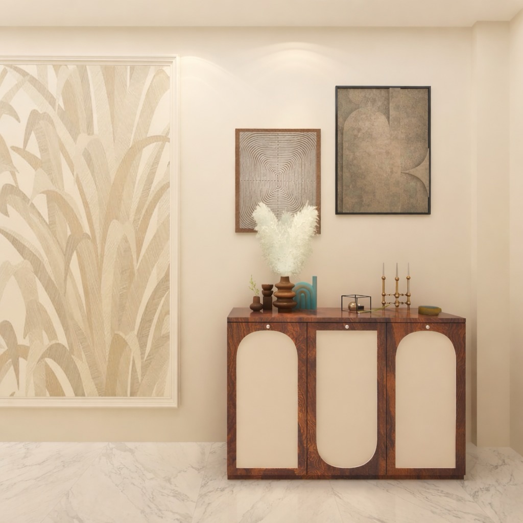 savannahyoungtm's tweet photo. Ever noticed how the simplest spaces feel the most beautiful? A neutral, minimal living room gains depth through subtle wallpaper, peacock details, and carefully chosen decor—simple, elegant, and inviting. https://t.co/TSsECXDJu0