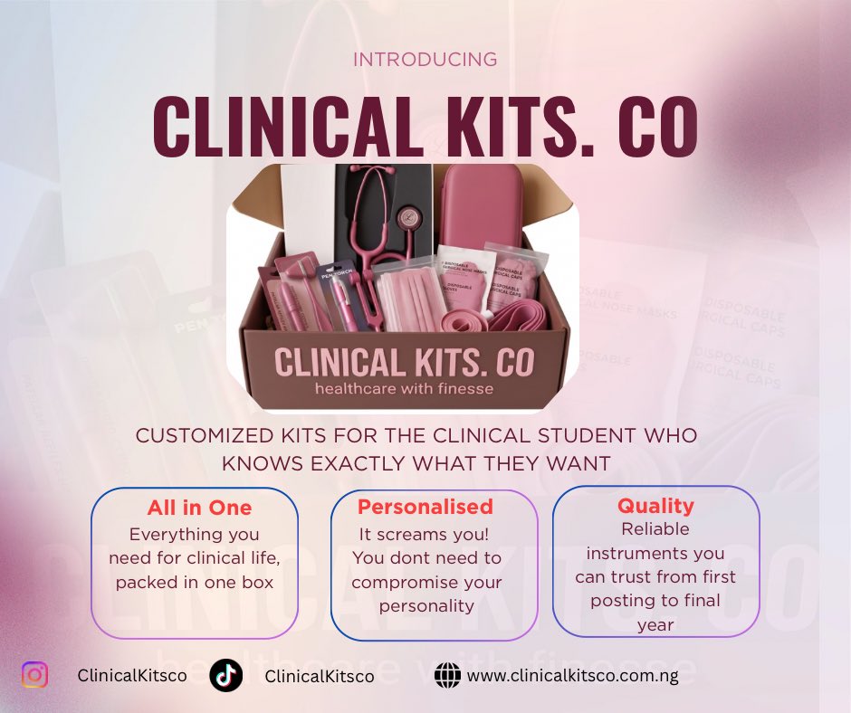 Mi_heart_duh's tweet photo. Hi Medtwitter,
I launched ClinicalKitsCo tonight, website now fully functional and ready to  take orders

Link in bio(Twitter keeps rejecting my link)
If your class just finished preclinicals, group orders are also available at discounted prices https://t.co/HsqDA7kdrV