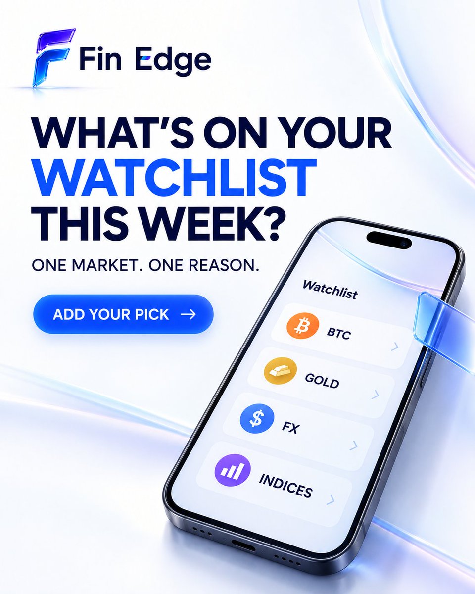 join_finedge's tweet photo. What’s on your watchlist this week? 

Pick one market and tell us what has your attention. 
It could be BTC, gold, a currency pair, or an index. We’re interested in the reason behind your pick as much as the ticker. 

Are you waiting for a particular session, a clearer setup, or more information before you decide? 

One market. One reason. Let’s compare notes.

For more updates, Trade Ideas and crazy deal join discord 
https://t.co/u9QhDBGag9
