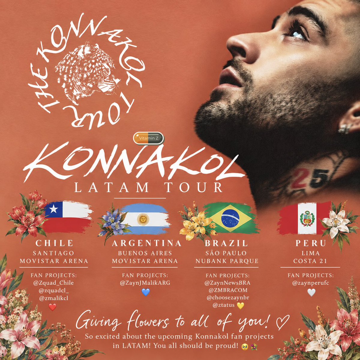 vitaminZain's tweet photo. ZQUAD is about community! Much love ❤️💐❤️!! 

Posting this photo here as well! 

🇨🇱 CHILE @Zquad_Chile @zquadcl_ ❤️ @zmalikcl
🇦🇷 ARGENTINA @ZaynJMalikARG 🩵
🇧🇷 BRAZIL @ZaynNewsBRA @ZMBRACOM @choosezaynbr @ztatus 💛
🇵🇪 PERU @zaynperufc 🤍

🥹💐 These projects are made by fans, for fans, and I can’t wait to see them come to life throughout the KONNAKOL LATAM shows!