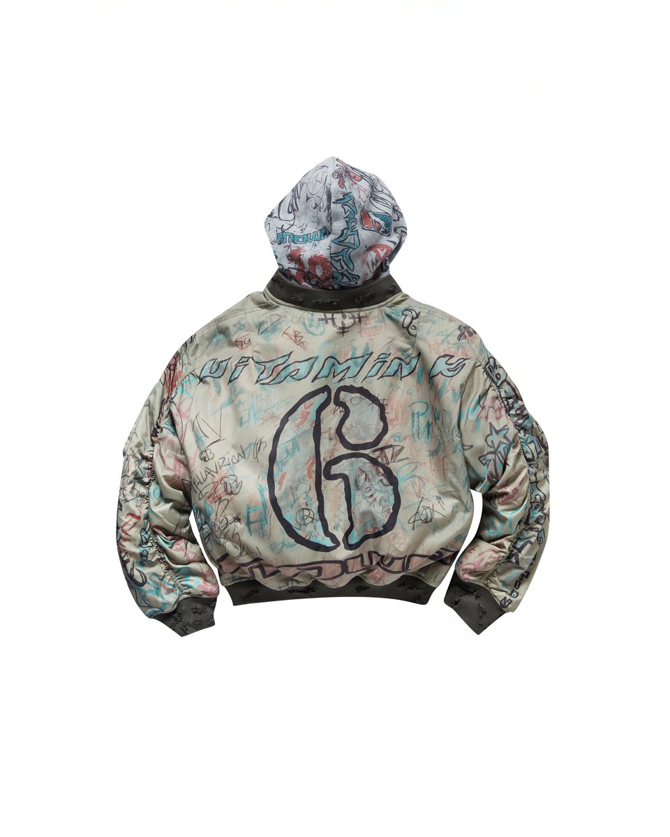 freebillin's tweet photo. Kai Cenat wearing Mowalola Graffiti Bomber Jacket (2026). https://t.co/x5GuvGZXo5