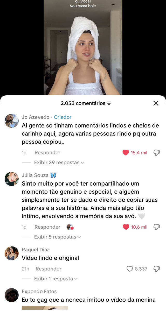 layzhis's tweet photo. morrendo que uma moça fez um vídeo íntimo dedicado pra avó que faleceu, contando sobre o dia do casamento dela, e a Duda Kropf copiou na cara dura sobre o casamento dela com o Felipe Amorim. fiquei com vergonha https://t.co/zfJaEsX1QU