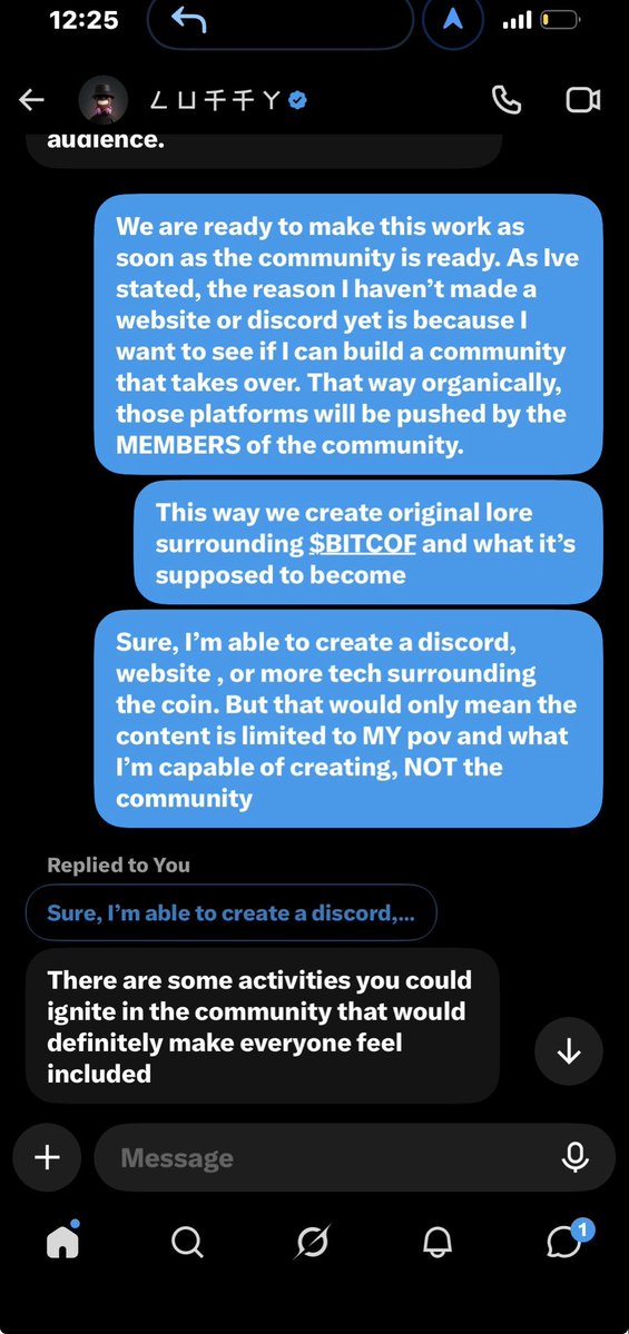 APEBITCOFFEE's tweet photo. @mluffy_onsol sees the potential in $BITCOF. I have a true agenda. I want YOU GUYS (the community) to build this and make this happen. This is gonna be a boatload of rewards if we can make this happen. I’m not in any rush whatsoever to launch. Will wait weeks or months if needed. https://t.co/aEl6QhKV9r