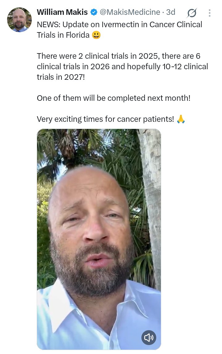 _MARK_GEOR's tweet photo. Florida is now putting ivermectin through cancer clinical trials. I’ve documented thousands of patient testimonies involving ivermectin protocols, and I’m watching closely to see what the trials show. @joerogan https://t.co/uEP6rA2f4V