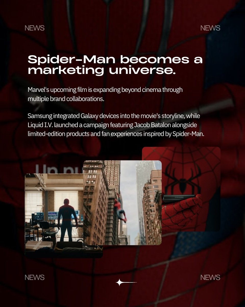 brooklynthkxpb's tweet photo. The best marketing campaigns this week share one trait: they didn’t interrupt attention—they earned it. From Hailey Bieber’s denim story to Victoria Beckham’s immersive fragrance café and Samsung’s Spider-Man universe, the strategy is clear: build https://t.co/fcAzY8C0Hg