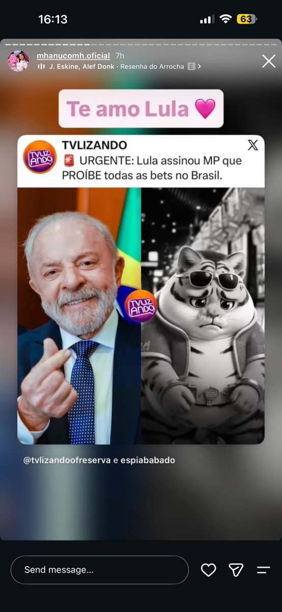 acervolitrinhos's tweet photo. ORGULHO DE SER LITRINHO: mhanu com h postou apoio a proibição de bets do governo lula,  a influenciadora clt e freelancer do tiktok live ja disse dias atrás que nunca mais vai fazer divulgação de links e ja recusou propostas de 10k por story 👑❤️ https://t.co/TbRxOgX7Sj