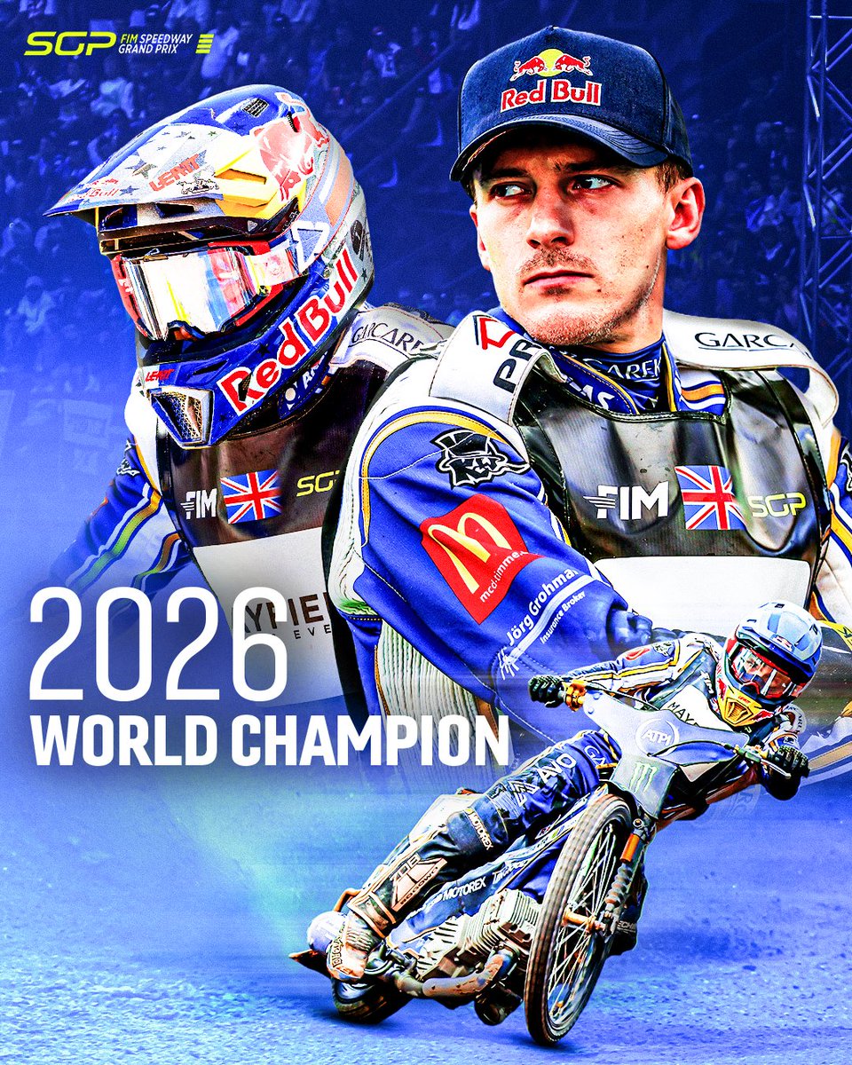 SpeedwayGP's tweet photo. MAKING THE DREAM COME TRUE💫

ROBERT LAMBERT IS YOUR 2026 FIM SPEEDWAY GP WORLD CHAMPION💥

#SGP #TorunSGP https://t.co/AY3pw9btPy