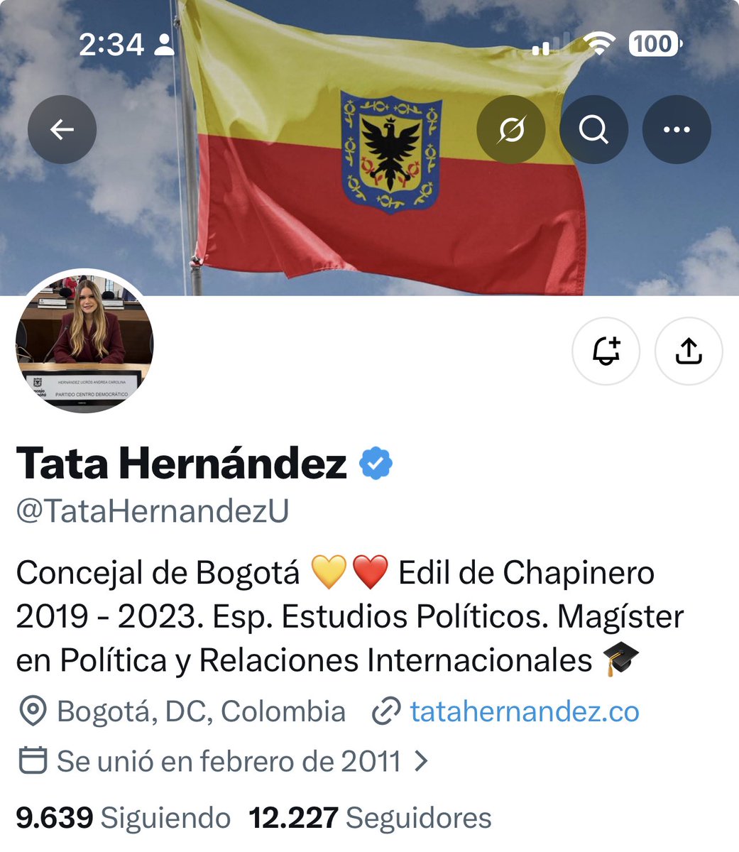 Beatriz14470382's tweet photo. Ésta concejal del @CeDemocratico @TataHernandezU fue la que nos clavó con más impuestos en Bogotá 
Que no se nos olvide quien es, porque de éste periodo y de ser concejal no debe ser más‼️ VENDIDA por ud también es @BogotáInVivible ‼️ https://t.co/V7bJklsYI2