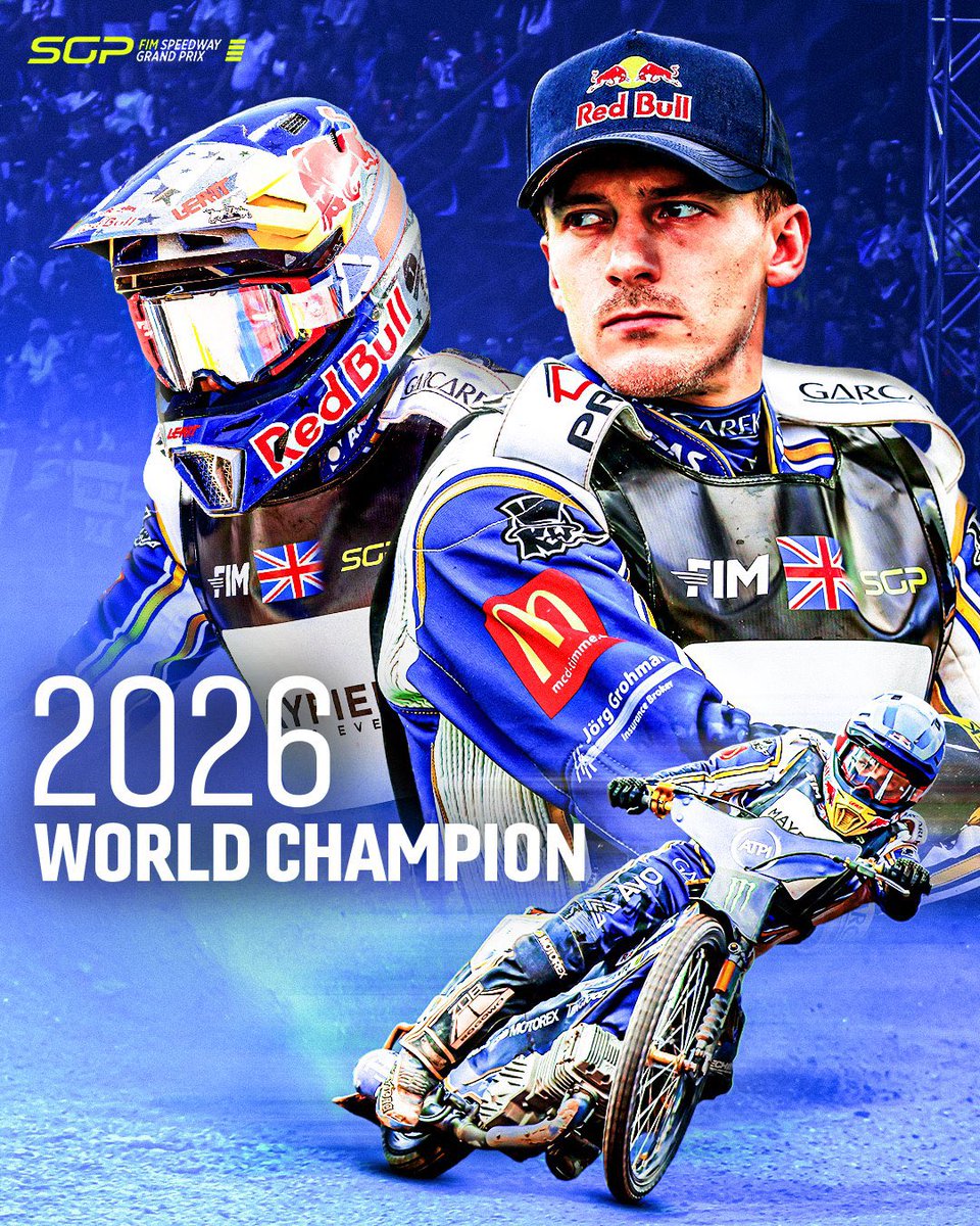 SpeedwayGB's tweet photo. 🏆🇬🇧

GREAT BRITAIN HAS A NEW SPEEDWAY WORLD CHAMPION! 

Robert Lambert wins gold in 2026 🥳

🎨 @SpeedwayGP https://t.co/dXJP3Tbk21