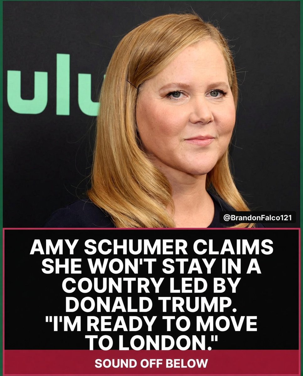 BrandonFalco121's tweet photo. TDS retard Amy Schumer says she won't stay in a country led by Donald Trump and is threatening to move to London.  Any parting words for her?? https://t.co/wiJPtKerau