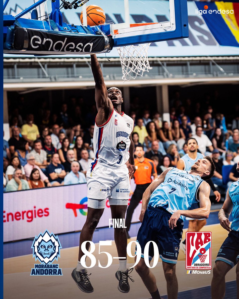 OBRADOIROCAB's tweet photo. Finaaaaaal 💪

🔵 @morabancandorra 85
⚪ #MonbusObradoiro 90 https://t.co/9FFUxkORi1