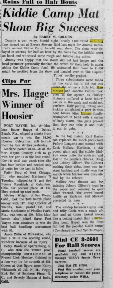 Marcos_editor_0's tweet photo. The Capital Times
Madison, Wisconsin · Quinta-feira, 9 de julho de 1959
Jeanette Collins vs Mae Matson 
#Wrestling #MaeMatson #LadyWrestlers #JeanetteCollins https://t.co/AgvsUVCgLr