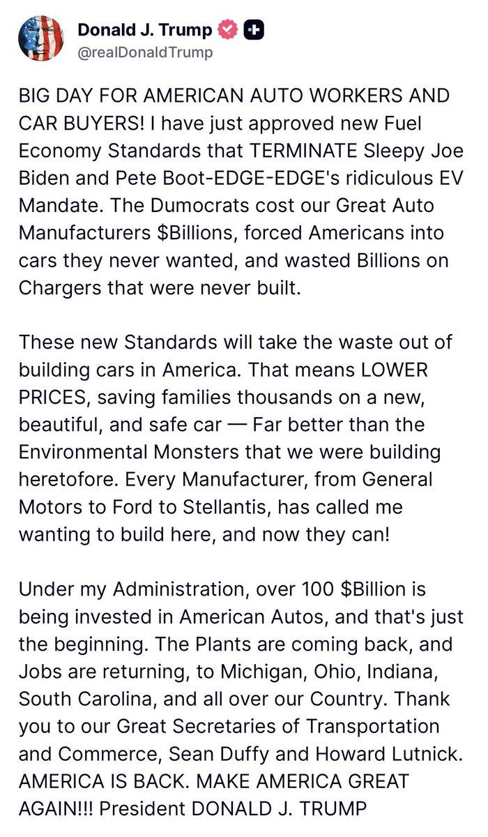 PeteButtigieg's tweet photo. U.S. manufacturing jobs are down under Trump, including in the auto industry. His strategy failed, and so will this.

Lowering standards will accelerate what he has already been doing: handing the clean tech future to China and forcing Americans to pay more at the pump. https://t.co/aBavbbYVkh
