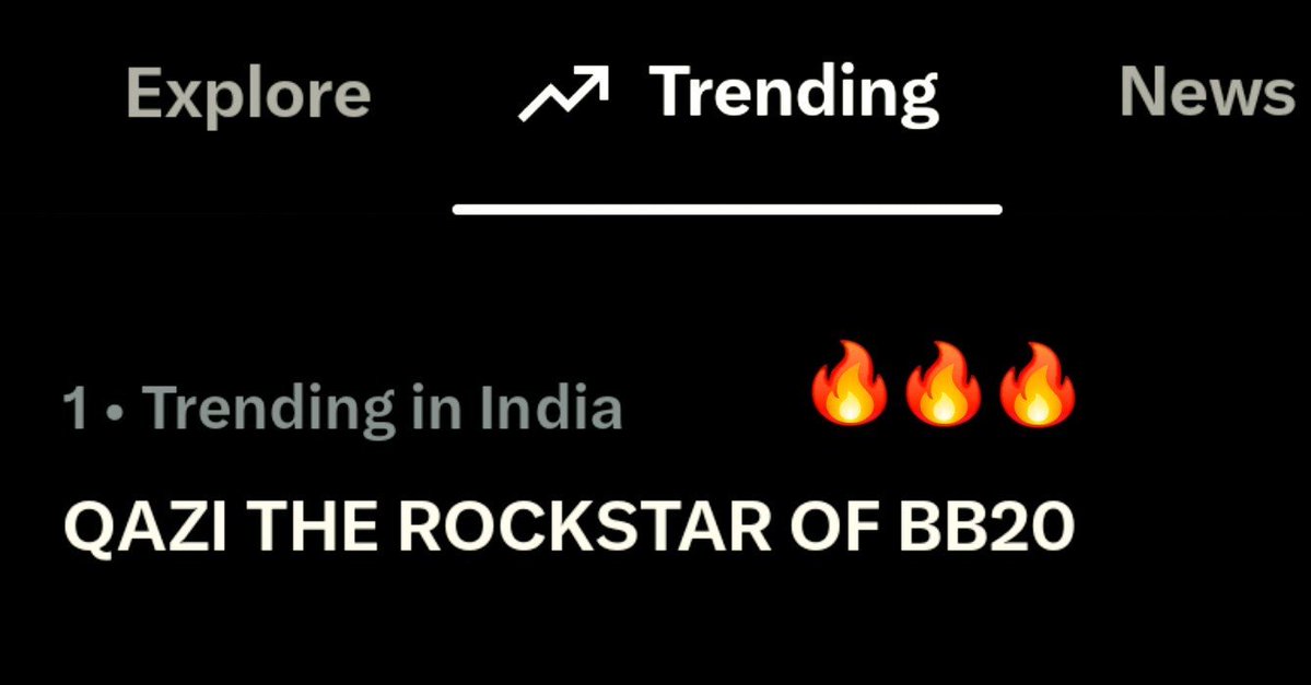 debadyita9123's tweet photo. Number 1 in India for Qazi's 3rd trend! This Craze is next level. That is how it's done.  
Congratulations! ♥️🔥✨

QAZI THE ROCKSTAR OF BB20 
#Qazitouqeer #BiggBoss20 https://t.co/6MvtFwLZk4