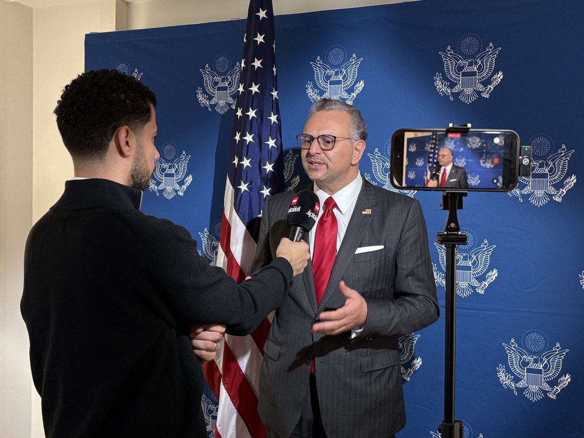US_SrAdvisorAF's tweet photo. Appreciated the opportunity to speak with regional and international media on Thursday about President Trump’s efforts to advance peace and unlock new opportunities for stability and prosperity across the Middle East and Africa. We discussed the progress toward reunifying Libya’s institutions and advancing a path to national elections, as well as ongoing diplomatic efforts toward a lasting resolution in Western Sahara.  We also discussed securing a humanitarian truce and related peace efforts in Sudan, advancing durable peace in the Great Lakes region, as well as promoting stability in Ethiopia.