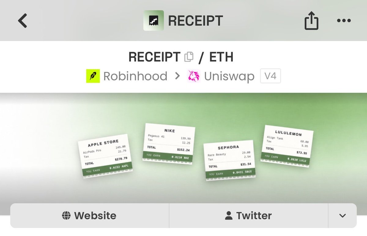 Parody_RH's tweet photo. Your receipts are worthless.

Until they’re $RECEIPT. 👀

The meme is simple. The narrative is easy to understand. But what caught my attention is the team is constantly updating, improving, and building around the project instead of letting it sit still.

On Robinhood, $RECEIPT is shaping a recognizable identity while continuing to push new updates and build momentum.

The story keeps evolving.

Still early, and I’m keeping this one on radar. 🧾

CA:
0xb97d9e5ad6244d27588fe0a624a8c78e512934ee

Chart: https://t.co/UfxaPMZrW4

Website: https://t.co/ABQgCZ8VJo

DYOR / NFA