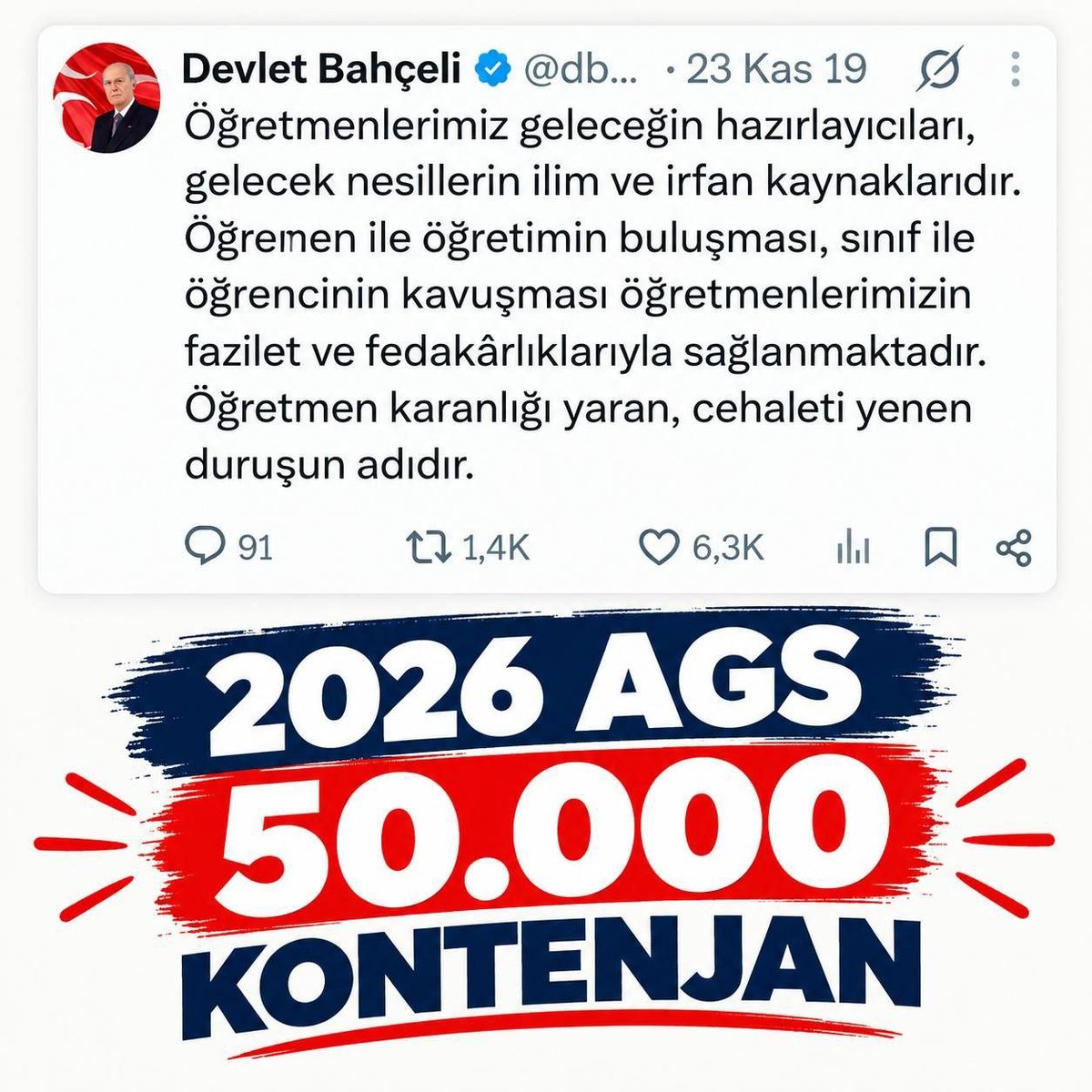 tarihciblog09's tweet photo. @RTErdogan @Yusuf__Tekin @dbdevletbahceli @MHP_Bilgi @TalipGeylan06 @turkegitimsen #DevletBeyAGS50Bin https://t.co/KyUyFi7lj2