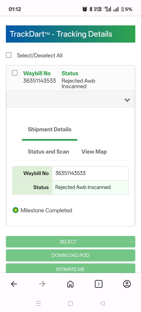 aaduli's tweet photo. @SBICard_Connect @SBICard_Connect @BlueDartCares @BlueDart_

The AWB Number 36351143533 showing rejected status..... Can u help? https://t.co/GVbAeEpb45