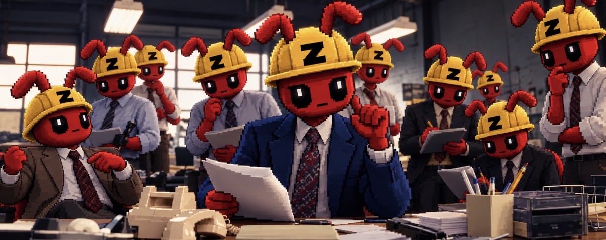 The_ant_miner's tweet photo. There are these ants that mine Zcash. It’s funny cause Antminers mine Zcash. It’s an elegant cross between meme & utility because it pays $zec to hold. 

If your crazy, you can lock up or hold 1m to secure gtd or fcfs in upcoming Antminer mint. 73 fucking million tokens been locked up by community already. Mint is a deflationary burn of $ant strategically lessening supply while simultaneously increasing your percent of revenue share from the 3% tax dispersed amongst holders. It gets even better because there’s weekly activations which also burn more of the token…..