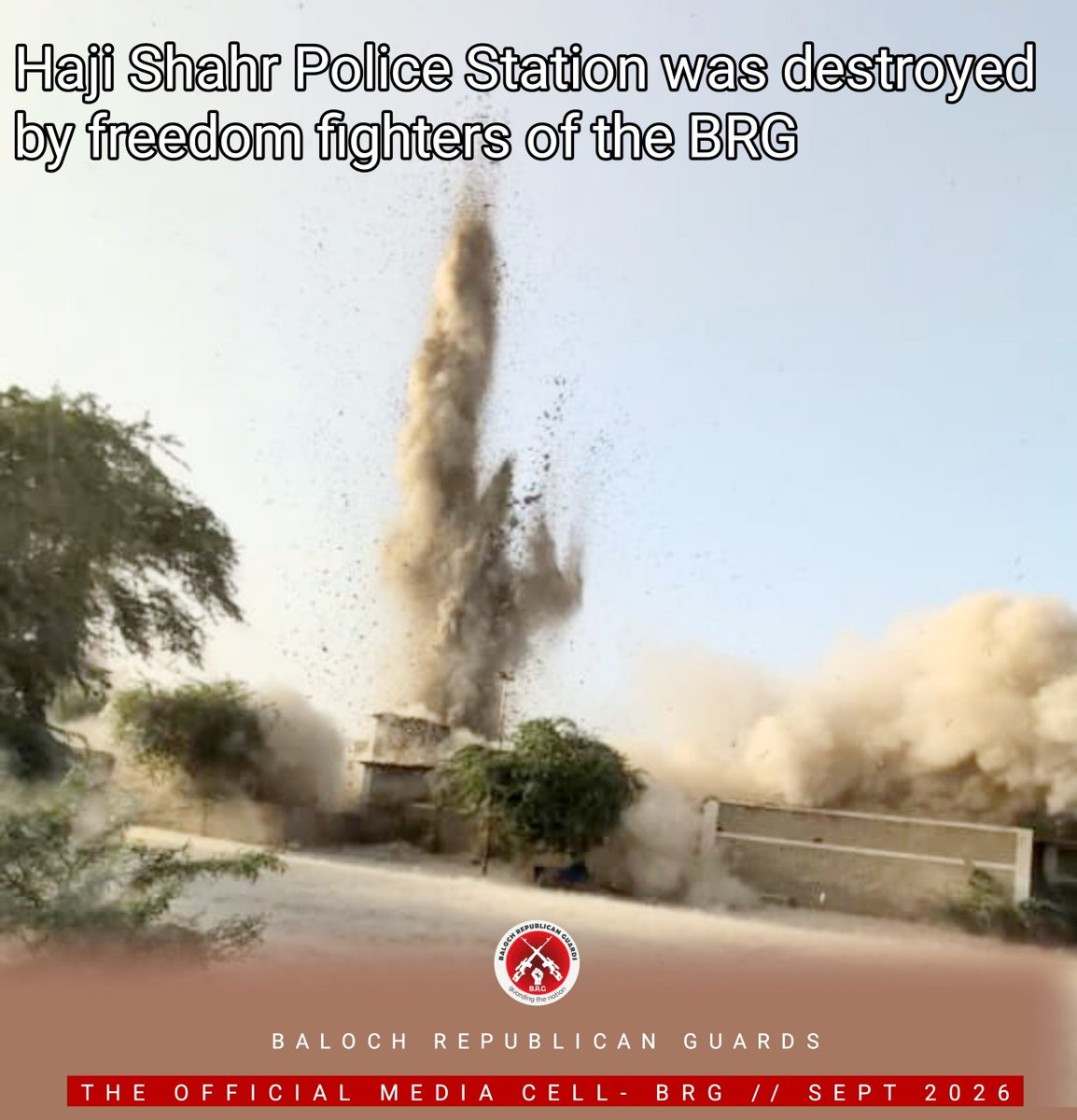 Aftabbaloch7705's tweet photo. In a new statement the BRG claimed that their fighters took control over Haji Shehr and the police station was completely destroyed by heavy explosives. https://t.co/vGnWKnGosj