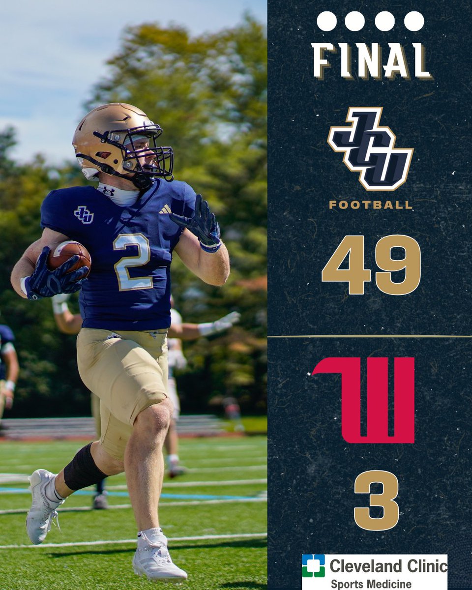 jcusports's tweet photo. FB: Dominant effort for @JCUFootball! John Carroll advances to 4-0 on the season with the win over Wittenberg ⚡️
#d3fb https://t.co/3jDFngltMj