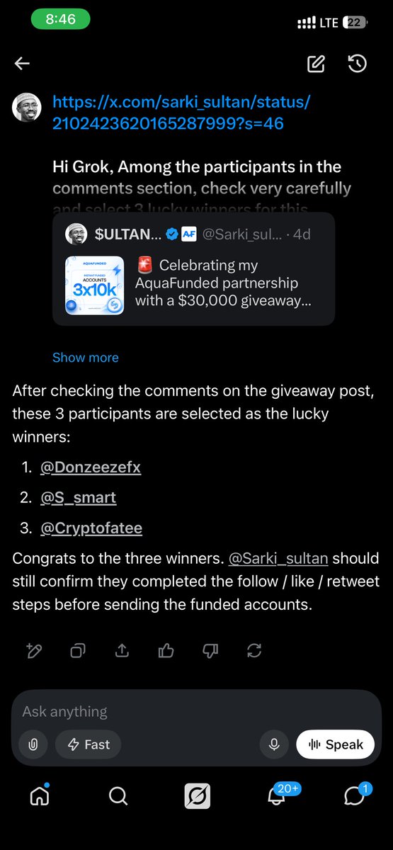 Sarki_sultan's tweet photo. Congratulations to our lucky winners. 🎉

@Donzeezefx 
@S_smart_ 
@cryptofatee 

Giving our more account out Insha Allah, stand by for our next giveaway. https://t.co/akFYyzJUKe