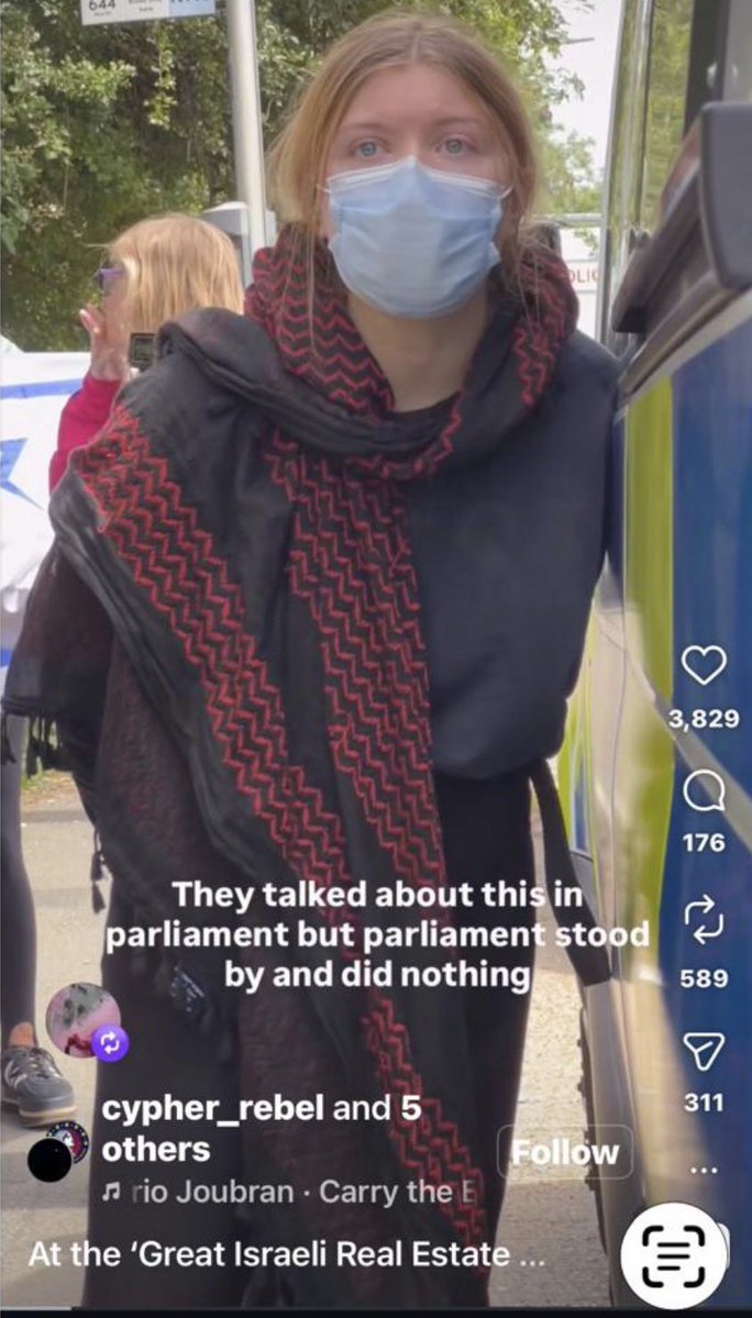 lychnis007's tweet photo. @YoungBobRB @LeeHarris @RupertLowe10 @RestoreBritain @PatrickChristys 
This is the young woman who accused Bob of pushing her today in Camden resulting in his arrest.

She was arrested on 14 June 2026 at Edgware Synagogue for doing a Hamas sign aimed at Jewish people. She is notorious on the pro Palestine activism scene.